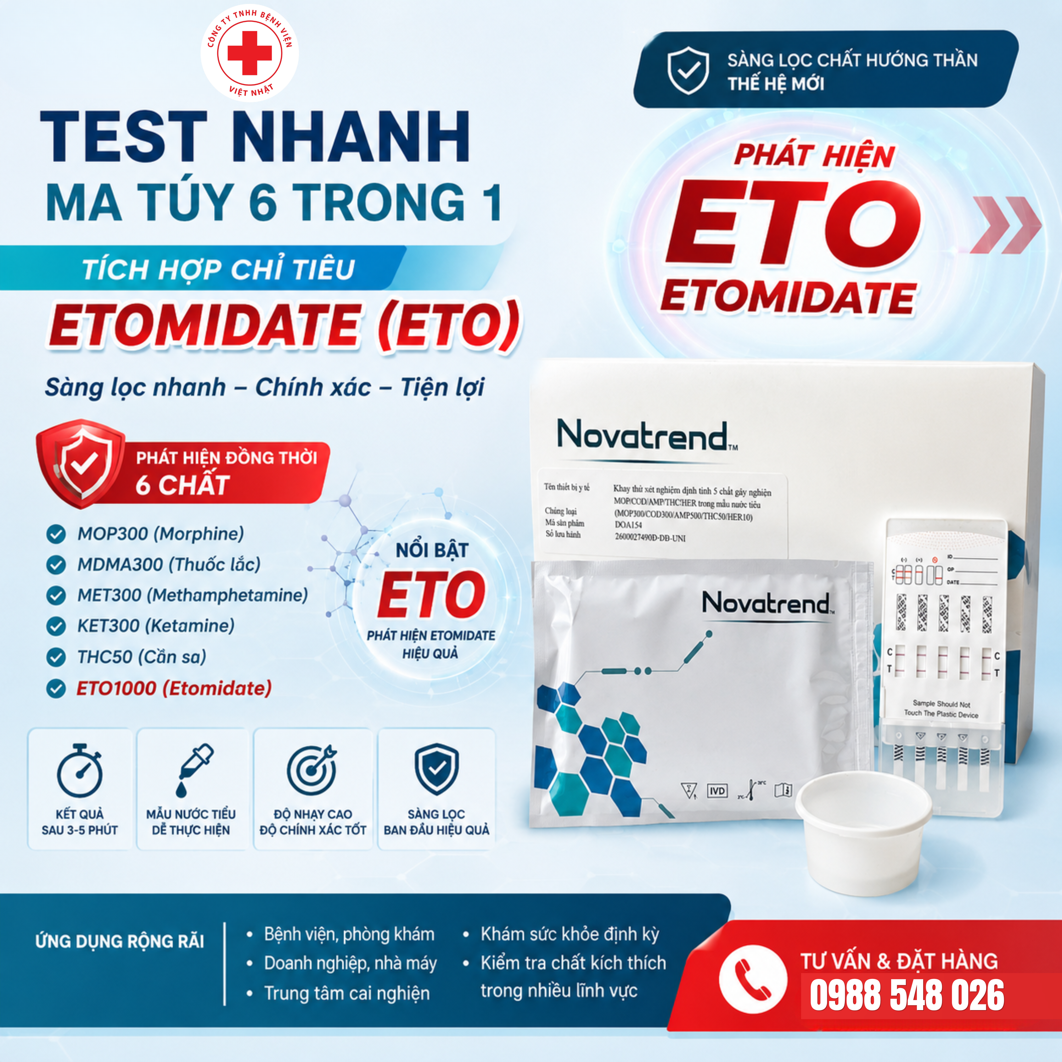 TEST NHANH ETOMIDATE (ETO) | BỘ TEST MA TÚY 6 TRONG 1 CÓ CHỈ TIÊU ETO