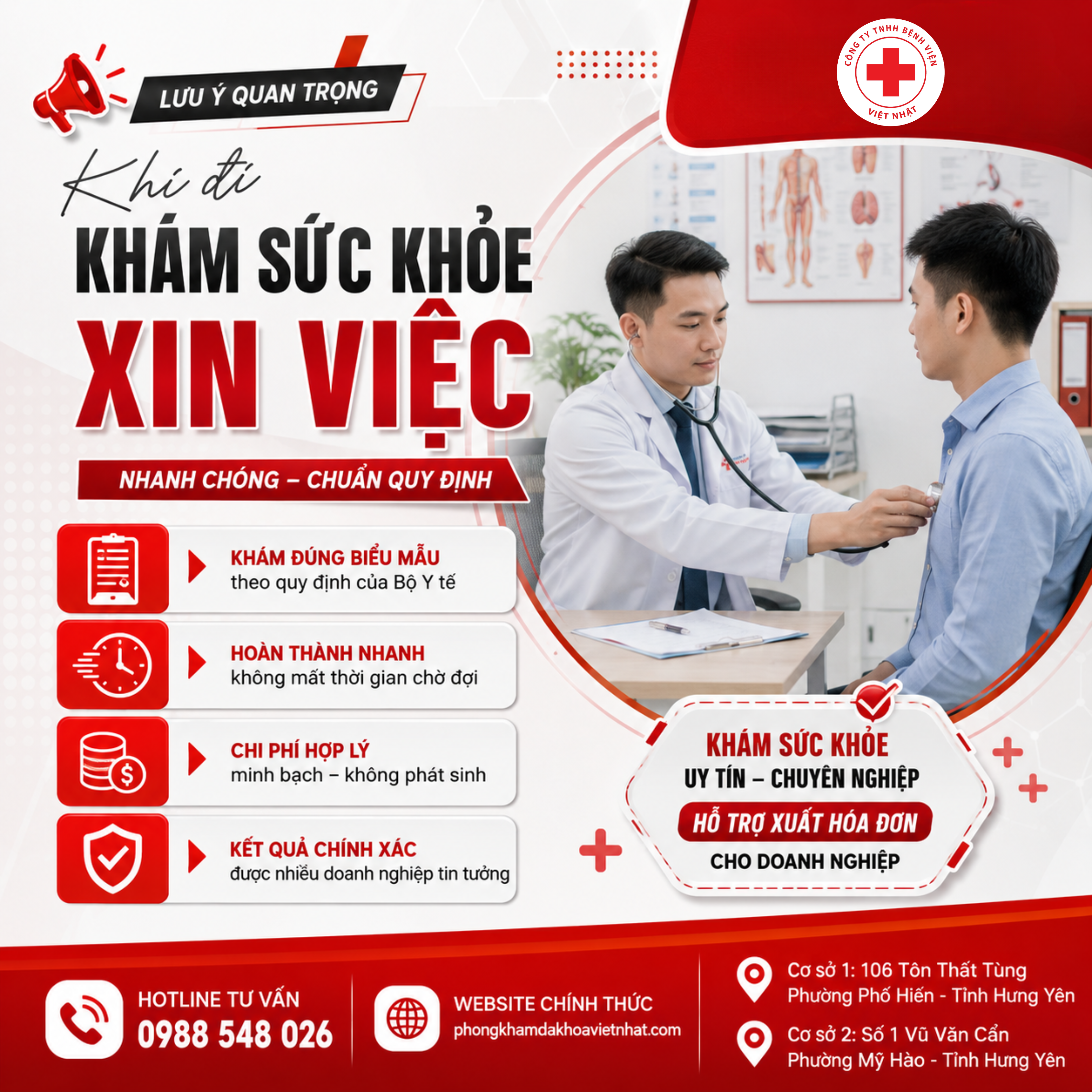 NHỮNG ĐIỀU CẦN LƯU Ý KHI ĐI KHÁM SỨC KHỎE XIN VIỆC TẠI HƯNG YÊN
